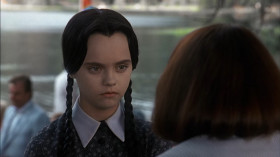 <b>Morticia:</b> - Wednesday's at that age when a young girl has only one thing on her mind.
<b>Ellen:</b> - Boys?
<b>Wednesday:</b> - Homicide.