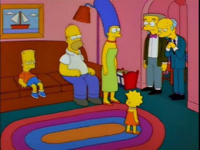  - Simpson, what are you doing here? Why aren't you at work?
- I made a bad mistake and Lenny sent me home to think about what I did. But I don't remember what it was, so I'm watching TV.