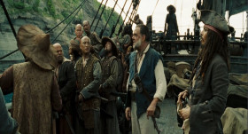 - Look alive and keep a weather eye. Not for nought it's called Shipwreck Island where lies Shipwreck Cove and the Town of Shipwreck.
- You heard him! Step lively!
- You know, for all that pirates are clever cogs, we are an unimaginative lot - when it comes to naming things.
- Right.
- I once sailed with a geezer, lost both of his arms, part of his eye.
- What'd you call him?
- Larry.