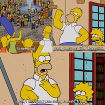 - Dad, don’t act like Mussolini.
- Ooh, I thought I was doing Donald Trump.