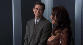 - New in the building?
- I just moved in Monday.
- Oh! You like it so far?
- Mmm-hmm. Everybody's been real nice.
- That's because you have big jugs.