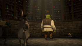 - Donkey, keep watch.
- Keep watch? Yeah, I'll keep watch. I'll watch that wicked witch come and whammy a world of hurt up your backside.