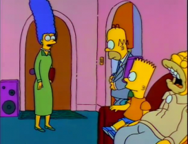 - Now be good for Grampa while we're at the parent-teacher meeting. We'll bring back dinner.
-  What are we gonna have?
- Well, that depends on what your teachers say. If you've been good, pizza. If you've been bad... uh... let's see... poison.
- What if one of us has been good and one of us has been bad?
- Poison pizza.
- Oh, no. I'm not making two stops.