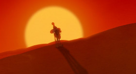 I come from a land, from a faraway place, where the caravan camels roam.
Where it's flat and immense and the heat is intense.
It's barbaric, but hey, it's home.
When the wind's from the east and the sun's from the west
And the sand in the glass is right
Come on down, stop on by hop a carpet and fly to another Arabian night.

Arabian nights like Arabian days,
More often than not are hotter than hot
In a lot of good ways.
Arabian nights 'neath Arabian moons
A fool off his guard
Could fall and fall hard out there on the dunes...