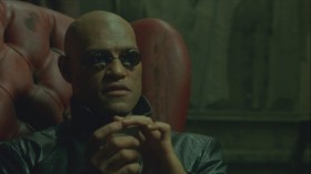- The Matrix is everywhere. It is all around us. Even now, in this very room. You can see it when you look out your window or when you turn on your television. You can feel it when you go to work when you go to church when you pay your taxes. It is the world that has been|pulled over your eyes to blind you from the truth.
- What truth?
- That you are a slave. Like everyone else, you were born into bondage born into a prison that you cannot smell or taste or touch. A prison for your mind.