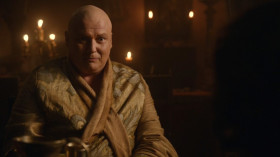 - Power is a curious thing, my lord. Are you fond of riddles?
- Why, am I about to hear one?
- Three great men sit in a room. A king, a priest and a rich man. Between them stands a common sellsword. Each great man bids the sellsword kill the other two. Who lives, who dies?
- Depends on the sellsword.
- Does it? He has neither crown nor gold nor favor with the gods.
- He has a sword, the power of life and death.
- But if it's swordsmen who rule, why do we pretend kings hold all the power? When Ned Stark lost his head, who was truly responsible? Joffrey? The executioner? Or something else?
- I've decided I don't like riddles.
- Power resides where men believe it resides. It's a trick, a shadow on the wall. And a very small man can cast a very large shadow.