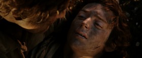 - Do you remember the Shire, Mr. Frodo? It will be spring soon and the orchards will be in blossom. And the birds will be nesting in the hazel thicket. And they'll be sowing the summer barley in the Lower fields. And eating the first of the strawberries with cream. Do you remember the taste of strawberries?
- No, Sam. I can't recall the taste of food... nor the sound of water... or the touch of grass. I'm...I'm naked in the dark. No veil between me and the Wheel of Fire. I can see Him with my waking eyes.
- Then let us be rid of it. Once and for all! Come on, Mr. Frodo. I can't carry it for you but I can carry you!