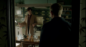 - What was that noise downstairs?
- Oh, it was Mrs Hudson laughing.
- Hmm, it sounded like she was torturing an owl.
- Yeah, well, it was laughter.
- Could have been both.