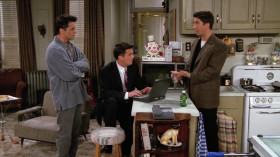 <b>Joey Tribbiani:</b> - Let's start with the cons because they're more fun. Rachel first.
<b>Ross Geller:</b> - I don't know. I mean... All right, I guess you can say she's a little spoiled sometimes. You could say that. I guess, sometimes she's a little ditzy, you know? And I've seen her be a little too into her looks. And Julie and I have a lot in common... because we're both paleontologists, right? But Rachel's just a waitress.
<b>Chandler Bing:</b> - Waitress. Got it. You guys want to play Doom? Or we could keep doing this. What else?
<b>Ross Geller:</b> - I don't know.
<b>Joey Tribbiani:</b> - Oh! Her ankles are a little chubby.
<b>Chandler Bing:</b> - Okay, let's do Julie. What's wrong with her?
<b>Ross Geller:</b> - She's not Rachel.