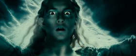 - If you ask it of me, I will give you the one ring. 
- You offer it to me freely. I do not deny that my heart has greatly desried this. In the place of a Dark Lord, you would have a Queen! [<em>She changes, and she seems very powerful</em>] Not dark, but beautiful and terrible as the dawn! Treacherous as the sea! Stronger than the foundations of the Earth! All shall love me and despair!..  [<em>She becomes normal again</em>] I pass the test. I will diminish, and go into the west, and remain Galadriel. 