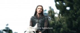 - My Lord Legolas… I bring word from your Father. You are to return to him immediately.
- Come, Tauriel!
- My Lord… Tauriel is banished.
- Banished? You may tell my father... if there is no place for Tauriel, there is no place for me. 
- Legolas. It is your king's command.
- Yes, he is my King… …but he does not command my heart.