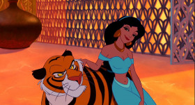 - Enough about you, Casanova. Talk about her.
- What?
- She's smart, fun,the hair, the eyes. Anything. Pick a feature.
- Ahem. Uh, Princess Jasmine? You're very...
- Wonderful, magnificent, punctual...
- Punctual.
- Punctual?
- Sorry.
- Uh, beautiful.
- Nice recovery.