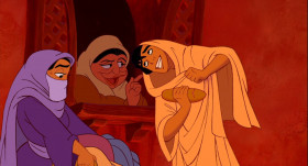 - Getting into trouble a little early today, aren't we, Aladdin?
- Trouble? No way. You're only in trouble if you get caught.
- Gotcha!
- I'm in trouble.