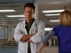 <b>Dr. Perry Cox:</b> - Kiss my ring.
<...>
<b>Dr. Elliot Reid:</b> - I don't have a ring, but you can kiss my ass.