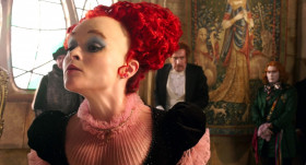 <b>Iracebeth:</b> - Silence! The next person who laughes, will never laugh again.
<b>Queen Elsemere:</b> - Iracebeth, please! How ever would you stop people from laughing?
<b>a guest at the reception:</b> - Put a bag on her head.
<b>Iracebeth:</b> - Put a bag on your head. Put a bag on all of your heads. Yes, I'll sew up your lips. Carve your toungs. Cut off your ears, off with you. Off ... off ... off with your  Off with the head.