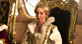 <b>Iracebeth:</b> - Silence! The next person who laughes, will never laugh again.
<b>Queen Elsemere:</b> - Iracebeth, please! How ever would you stop people from laughing?
<b>a guest at the reception:</b> - Put a bag on her head.
<b>Iracebeth:</b> - Put a bag on your head. Put a bag on all of your heads. Yes, I'll sew up your lips. Carve your toungs. Cut off your ears, off with you. Off ... off ... off with your  Off with the head.