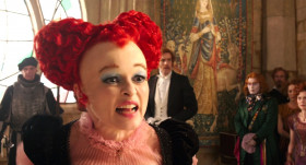 <b>Iracebeth:</b> - Silence! The next person who laughes, will never laugh again.
<b>Queen Elsemere:</b> - Iracebeth, please! How ever would you stop people from laughing?
<b>a guest at the reception:</b> - Put a bag on her head.
<b>Iracebeth:</b> - Put a bag on your head. Put a bag on all of your heads. Yes, I'll sew up your lips. Carve your toungs. Cut off your ears, off with you. Off ... off ... off with your  Off with the head.