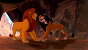 - Why, if it isn't my big brother descending from on high to mingle with the commoners.
- Sarabi and I didn't see you at the presentation of Simba.
- That was today? I feel simply awful!