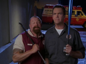 It's a riddle. Two guys destroyed your bike with a crowbar and a bat. One of 'em wasn't me.