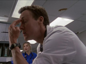 - Dr Cox.
- And there you are.
- Excuse me?
- I was wondering if there's anything that could push my headache into a full-blown migraine. And there you are.