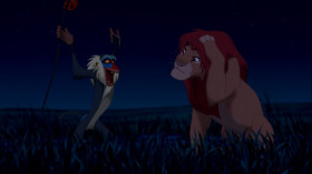 - I know what I have to do, but going back means I'll have to face my past. I've been running from it for so long.
[Rafiki hits Simba on the head]
- Ow! Jeez! What was that for?
- It doesn't matter. It's in the past.
- Yeah, but it still hurts.
- Oh, yes, the past can hurt. But the way I see it you can either run from it or learn from it.
