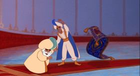- Your Majesty, I have journeyed from afar to seek your daughter's hand.
- Prince Ali Ababwa. Of course. I'm delighted to meet you. This is my royal vizier, Jafar. He's delighted, too.
- Ecstatic.
