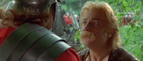 - Repeat for last time. Who are you?
- Iam Obelus, legionary of the 2nd Cohort, third Manipulo.
- And me?
- Asterix, my best friend.
- Do you make it on purpose?
- I am sorry. No, no. You are Asterix, The infamous Gaul spy.
- Is that everything?
- No, no. I made you prisoner when you entered in the camp to liberate to the druid.
- And to whom do you want to surrender?
- I don't know. I usually gives menhirs, not friends.
- To Caesar, stupid... Well. Now agree. To stupid Caesar.
- Is he Julius Ceasar's relative?
- What?
- Stupid Ceasar, is he Julius Ceasar's relative?
- What stupid Caesar? You give me to Julius Caesar. You are stupid.
