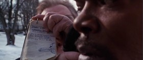 - How'd you find us?
- There may be reasons not to kill you but among them is not that you'll be missed by NASA. I found the address in your coat. Here. Between the address of a topless bar and the picture of what looks like a man's penis.
- That's a duck, not a dick.
