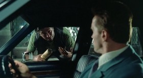 - Hey, asshole. You can't park here. This is my parking place. I live right up there. Move your piece of shit car out now or give me 50 bucks.
- I do not understand.
- Let me make it real simple, moron. You move your ass or give me 50 or I take my Pete Rose... and fucking mutilate your car.
- Do you know Miranda?
- Never heard of the bitch.