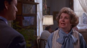 - Did you sleep well, Mr. Connors?
- I slept alone, Mrs. Lancaster.
- Would you like some coffee?
- I don't suppose there's any possibility of getting an espresso or Cappuccino this morning, is there?
- Oh, I really don't know, um...
- How to spell espresso or Cappuccino. This looks fine.
- I hope you enjoy the festivities.
- Oh, yeah, I'm sure I'm going to...
- There's talk of a blizzard.
- Well, we may catch a break and that blizzard's gonna blow right by us. All of this moisture coming up out of the south by midday is probably gonna push on to the east of us. And at high altitudes it's gonna crystallise and give us what we call snow. Probably be some accumulation. But here in Punxsutawney, our high's gonna get up to about 30 today, teens tonight. Chance of precipitation, about 20 percent today, 20 percent tomorrow. Did you want to talk about the weather or were you just making chitchat?
- Chitchat...