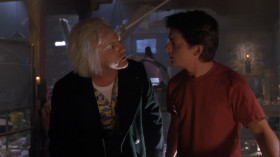 - You see, while we were in the future, Biff got the sports book, stole the time machine, went back in time... and gave the book to himself at some point in the past. Look. It says right here that Biff made his first million... betting on|a horse race in 1958. He wasn't just lucky. He knew... because he had all the race results in the sports almanac. That's how he made his entire fortune. <...>
- The son of a bitch stole my idea. He must have been listening when I... It's my fault. The whole thing is my fault. If I hadn't bought that damn book... None of this would've ever happened.
- Well, that's all in the past.
- You mean the future.
- Whatever.