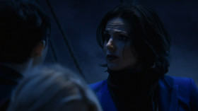 <b>Mermaid:</b> - Let me go. 
<b>Regina Mills:</b> - Not until you tell us. Or we make you tell us.
<b>Mary Margaret:</b> - Threatening her isn't the way to motivate her.
<b>Regina Mills:</b> - Well, I'm all out of fish food.
 