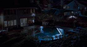 There's a dinosaur in our backyard.
