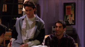 <b>Ross Geller:</b> - We're all adults here. There's only one way to resolve this. Since you saw her boobies you have to show her your pee-pee.
<b>Chandler Bing:</b> - You know, I don't see that happening.
<b>Rachel Green:</b> - Come on. He's right. Tit for tat.
<b>Chandler Bing:</b> - Well, I'm not showing you my tat!
