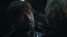 - You're not like your sister. You're not. You're better than she is. You're a good man and you can't save her. You don't need to die with her. Stay here. Stay with me. Please. Stay.
- You think I'm a good man? I pushed a boy out a tower window, crippled him for life for Cersei. I strangled my cousin with my own hands just to get back to Cersei. I would have murdered every man, woman and child in Riverrun for Cersei. She's hateful. And so am I.