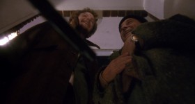 - Merry Christmas, little fella! We know that you're in there, and that you're all alone.
- Yeah, come on, kid. Open up. It's Santy Claus and his elf!
- We're not gonna hurt you!
- No, no. Got some nice presents for you!
- Be a good little fella now and open the door!