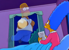 - Marge you gotta help me, I have to do one good deed to get into heaven.
- Well I’ve got a whole list of chores. Clean the garage, paint the house. 
- Woah woah woah. I’m just trying to get in. I’m not running for Jesus.