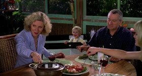 <b>Dina Byrnes:</b> - Did you do that yourself?
<b>Bernie Focker:</b> - Oh, sure. Oh! I love to cook.
<b>Roz Focker:</b> - I can't even fry an egg.