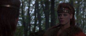 - No man may have me unless he has beaten me in a fair fight.
- So the only man that can have you is one who has tried to kill you. That's logic. If you yield only to a conqueror, then prepare to be conquered...