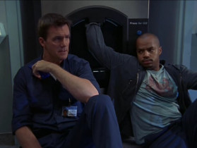 <b>Elliot Reid:</b> - Okay, Janitor, Carla's starting to push. Tell Turk.
<b>Janitor:</b> - Got it. Your baby has a tail.
<b>Turk:</b> - I told her to stay away from the microwave.
