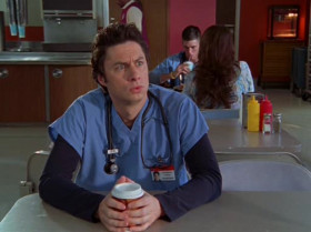 - She's pregnant! You're supposed to tell her what she wants to hear.
- Yeah, like remember when Carla was preggers and we all told her how beautiful she was, even though she looked like George Lopez?