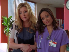- She's pregnant! You're supposed to tell her what she wants to hear.
- Yeah, like remember when Carla was preggers and we all told her how beautiful she was, even though she looked like George Lopez?