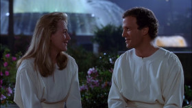 - What did she look like?
- Very pretty. Too pretty.
- Mm-hmm. What do you mean?
- Well, I have this theory that you should be with another person who's just good-looking enough to turn you on. Any excess brings problems. She was much prettier than I needed.