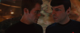 - This is Captain James T. Kirk of the U.S.S. Enterprise. Your ship is compromised. Too close to the singularity to survive without assistance, which we are willing to provide.
- Captain, what are you doing?
- Showing them compassion may be the only way to earn peace with Romulus. It's logic, Spock. I thought you'd like that.
- No, not really. Not this time.