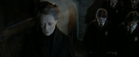 - Many of you are surely wondering why I have summoned you at this hour. It's come to my attention that earlier this evening... Harry Potter was sighted in Hogsmeade. Now... should anyone... student or staff, attempt to aid Mr. Potter... they will be punished... in a matter consistent with the severity of their transgression. Furthermore... any person found to have
knowledge of these events... who fails to come forward... will be treated as... equally guilty. Now then... if anyone here... has any knowledge of Mr. Potter's movements this evening... I invite them to step forward... now.
- It seems, despite your exhaustive defensive strategies... you still have a bit of a security problem, headmaster. And I'm afraid it's quite extensive.