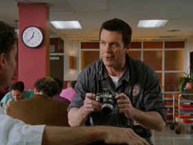 - Hey, what are you doing Frankeinstein?
- Photo journal for my photography class.
- Terrific. Could I see your camera? Hmm. Very interesting. Oh, there's film in it.
- Hey! All my pictures were in there! Dead patient with fancy shirt, dead patient without fancy shirt, me in fancy shirt being yelled at by angry family.