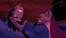 <b>Iago:</b> - Or should we say Aladdin?
<b>Jasmine:</b> - Ali?
<b>Aladdin:</b> - Jasmine, I tried to tell you. I'm just...
<b>Jafar:</b> - So Ali turns out to be merely Aladdin
Just a con, need I go on
Take it from me his personality flaws
Give me adequate cause
To send him packing on a one-way trip
So his prospects take a terminal dip
His assets frozen, the venue chosen
Is the ends of the Earth, whoopee!