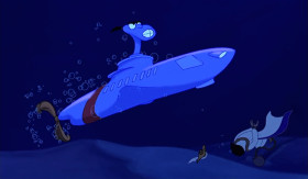 You get in the bath and there's a rub at the lamp. Hello? AI? Al! Kid, snap out of it. You can't cheat on this one. I can't help unless you make a wish. You have to say, "Genie, I want you to save my life." Got it? Come on, Aladdin! I'll take that as a yes. Up scope.