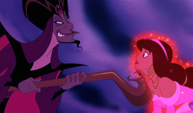 - Oh, Princess. There's someone I'm dying to introduce you to.
- Jafar. Get your hands off her.
- Prince Ali Yes, it is he But not as you know him.
Read my lips And come to grips with reality.
Yes, meet a blast from your past
Whose lies were too good to last
Say hello To your precious Prince Ali!
