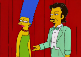 - Okay, Marge. And who's that gentleman you're with?
- That's no gentleman. That's my husband.
- Wow. Mom got a laugh. I wish she drank every day.

 
